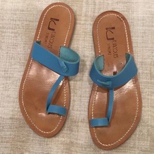 K Jacques turquoise flat sandal